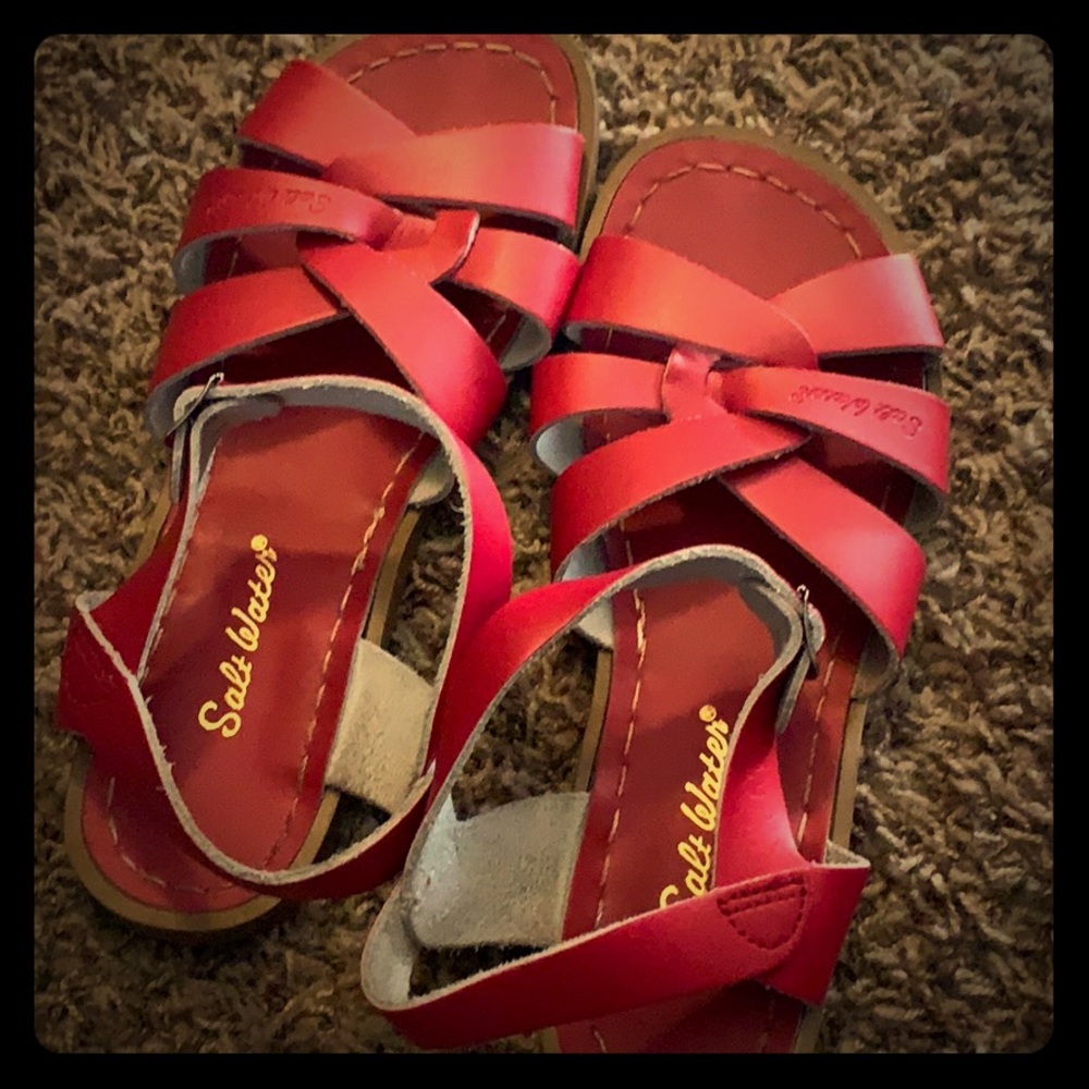 Red saltwater sandals